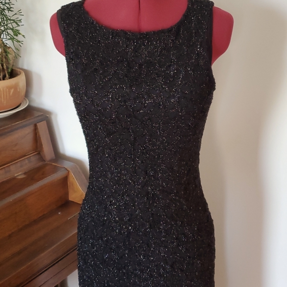 Rhapsody USA Black Metallic Maxi Dress | Evening Bodycon